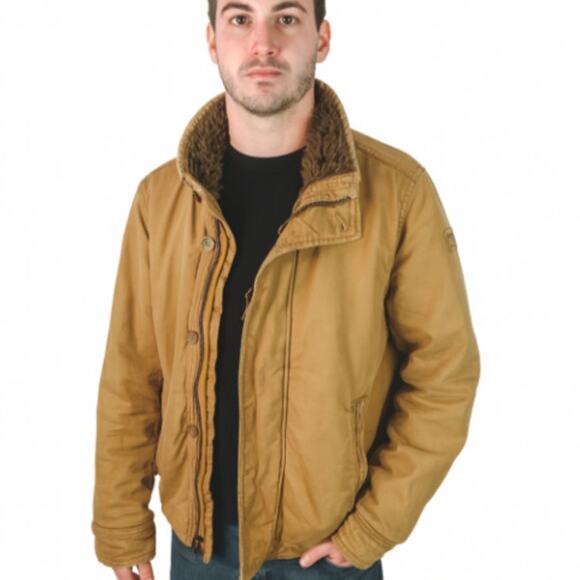 Abercrombie & Fitch SZ XL VTG Adirondack Jacket Faux Fur Lined Distressed Y2K - Picture 1 of 7